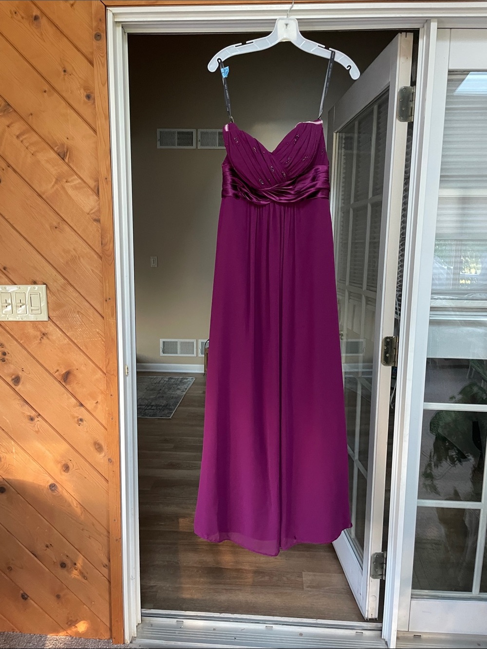 Bill Levkoff Deep Fuchsia Strapless Chiffon Maxi Dress